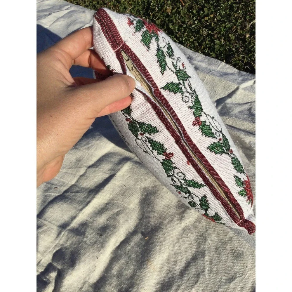 Tapestry accent pillow embroidered friend‎ gift blessing Christmas white red